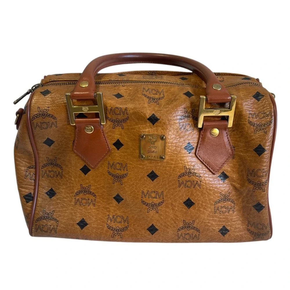 MCM Cognac Leather Satchel‎ with Monogram